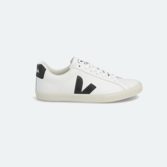 Veja Esplar Leather Sneakers in White and Black - Picture 11 of 12